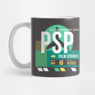 Palm Springs (PSP) Airport // Retro Sunset Baggage Tag Mug